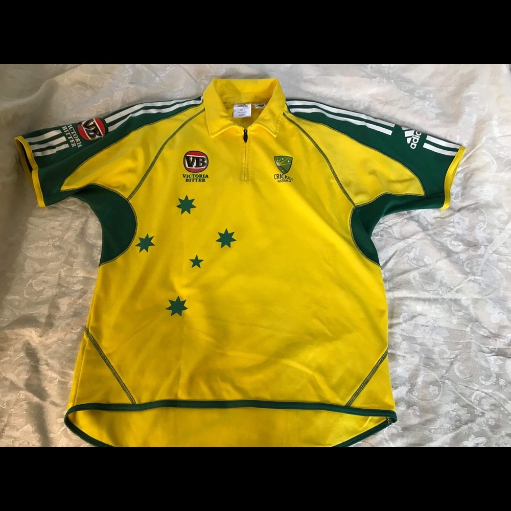 Adidas yellow cricket jersey - Victoria bitter